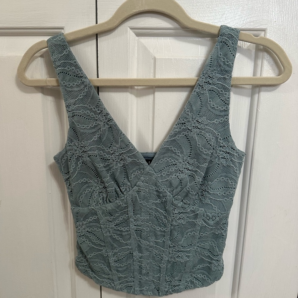 Lulu's Blue Sleeveless Crop Tank Top